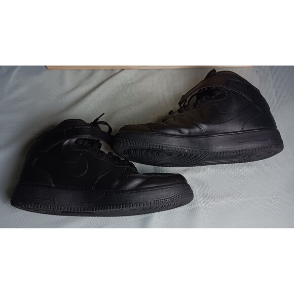 Nike Air Force 1 Mid Shoes Mens Size 14 Triple Black Leather Strap 315123-001 - Picture 10 of 16